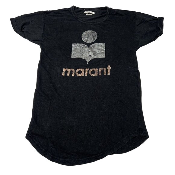 Isabel Marant Etoile Zewel Short Sleeve Logo T-Shirt in Black - Picture 1 of 4